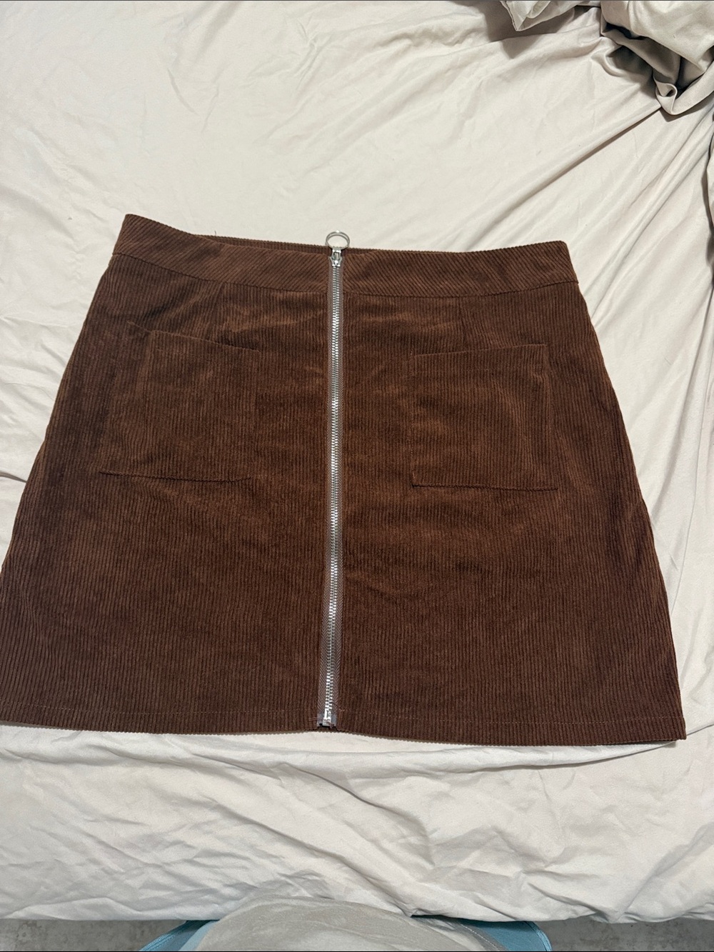 SHEIN Brown & Black Corduroy Front-Zip Mini Skirt - 2 skirts